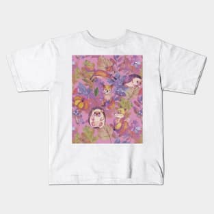 Hedgehog, fox and leaves, cute watercolor print Kids T-Shirt